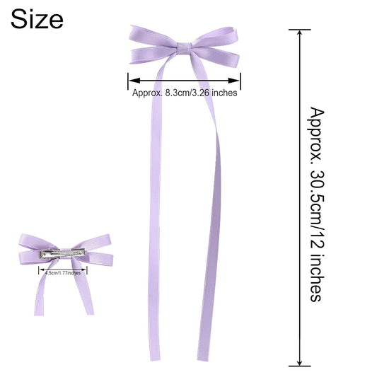 Double Hair Bows for Girls Cute Hair Clips for Women Long Tassel Hair Ribbon Hair Bow Clips Colorful Hair Ribbons Bows for Hair Clip Kawaii Hair Bow Clips Bowknot Metal Hair Barrettes Hair Accessories