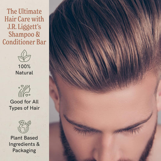 J.R.LIGGETT'S Moisturizing Formula Shampoo Bar and Conditioner Bar 3-Pack, All-Natural, Plant-Based Solid Hair Care Set, Sulfate-Free, 2 X 3.5 Oz Shampoo / 1.75 Oz Conditioner