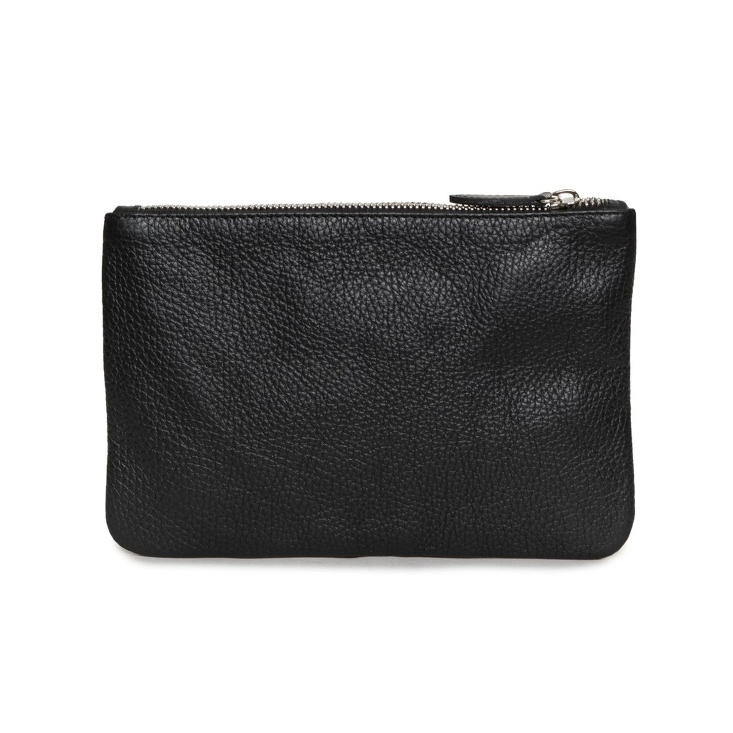 Lamarthe women's clutch handbags made of leather with a zip fastening, featuring a visible logo in classic black.