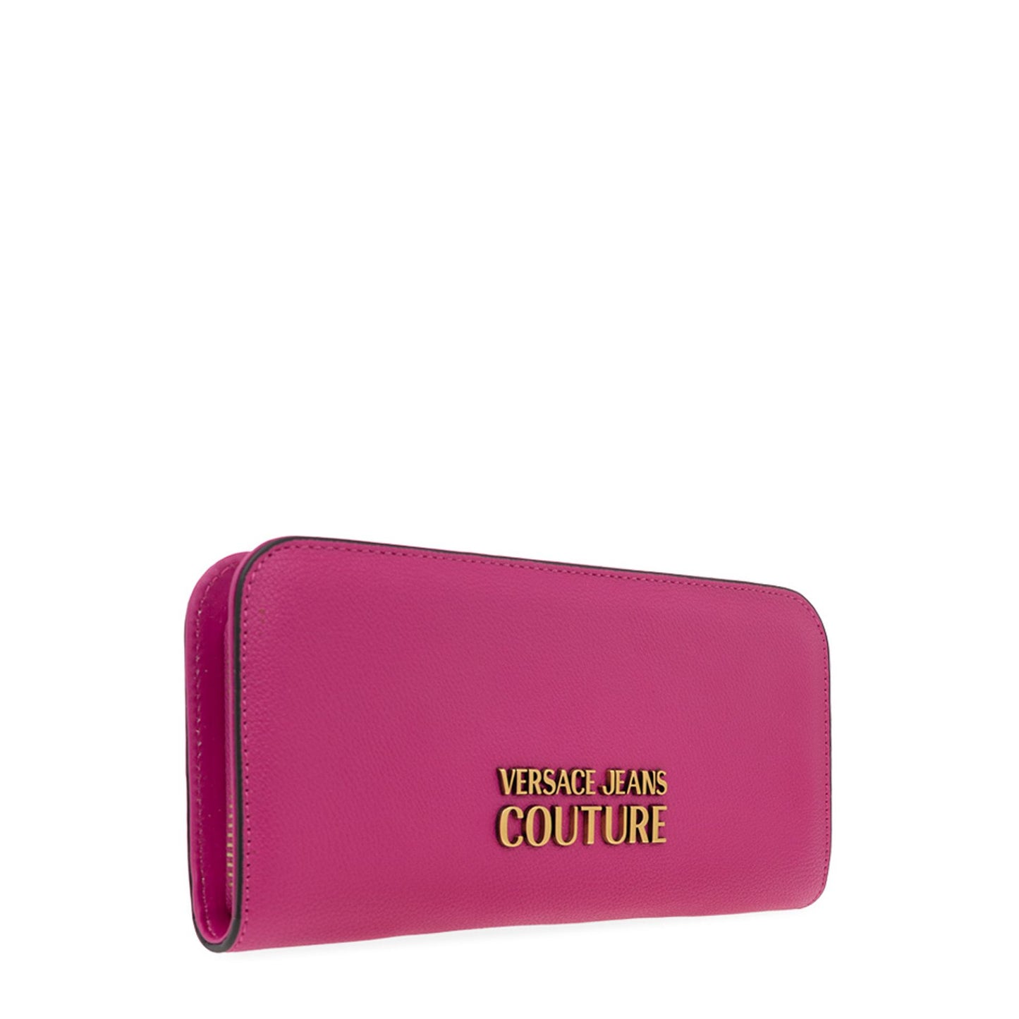 Versace jeans wallets for women in bright pink with gold logo detail for stylish women.