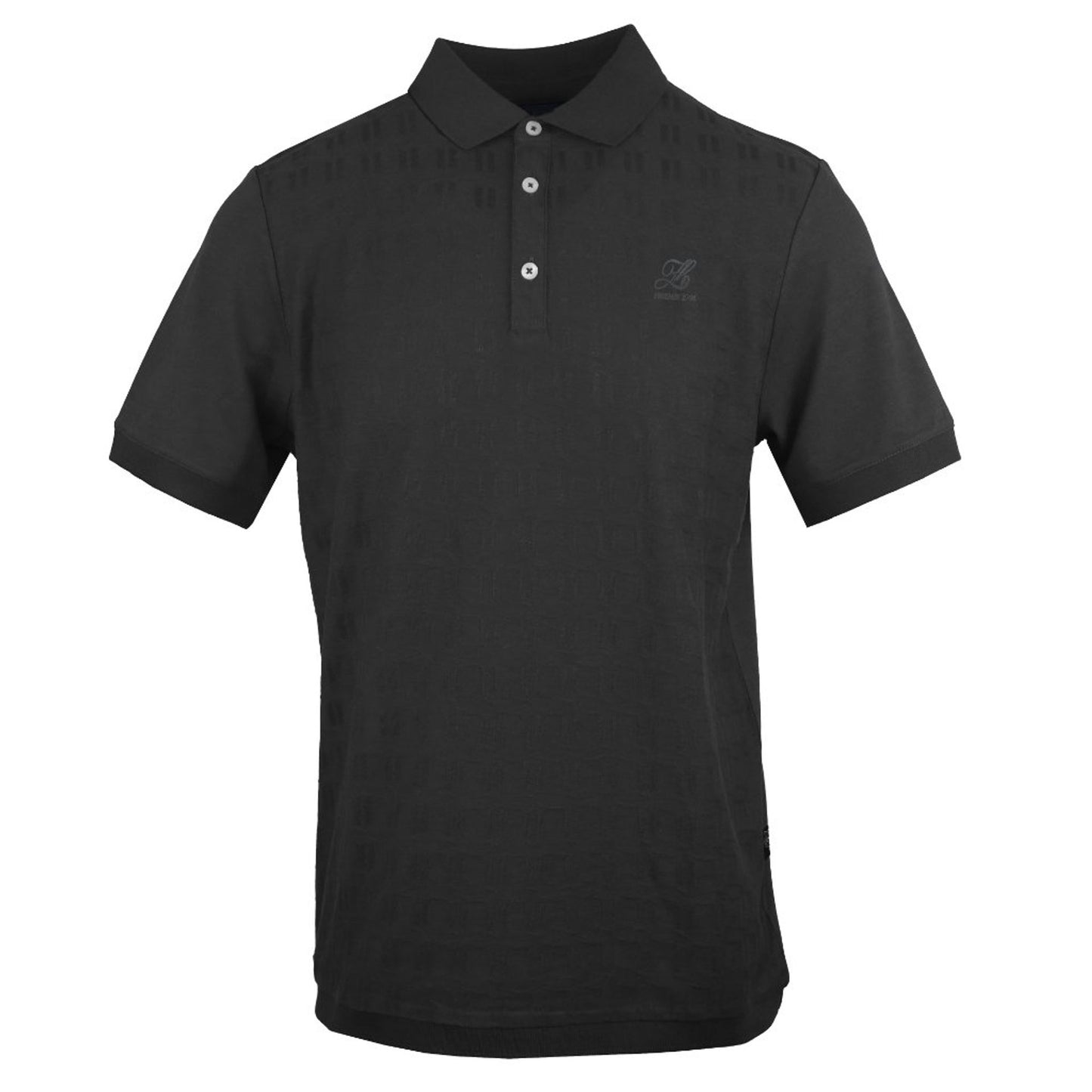 Zenobi men's polo shirt in black, short sleeves with a classic collar and button fastening.
