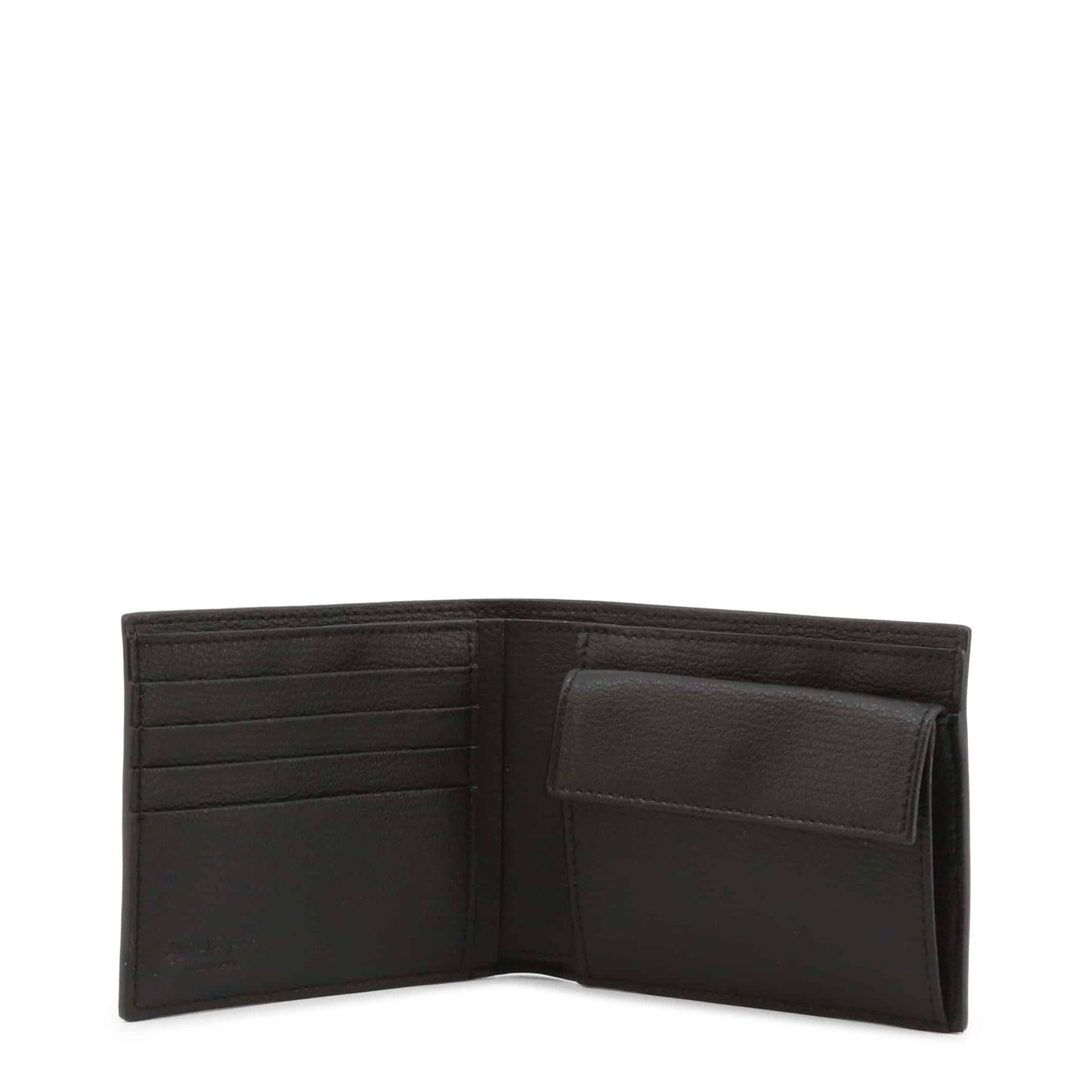 Ferragamo men's wallets interior view with card slots and coin pocket, made in Italy