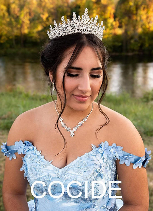 Silver Tiara and Crown for Women Crystal Queen Crowns Rhinestone Princess Tiaras for Girl Bride Wedding Hair Accessories for Bridal Birthday Party Prom Halloween Cos-Play Costume Christmas
