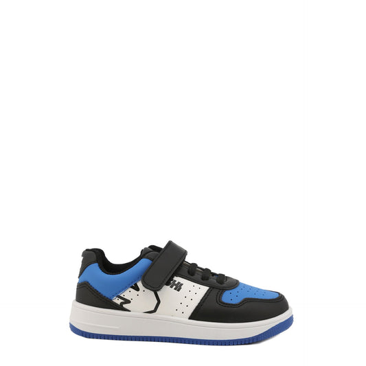 Shone kids spring summer sneakers in black, blue, and white with a Velcro strap for easy wear.