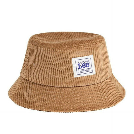 Lee caps for men, a stylish brown corduroy bucket hat with Lee logo, perfect for casual outings.