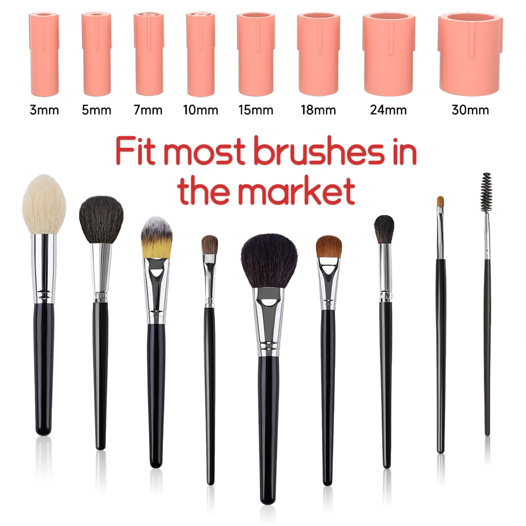 Makeup Brush Cleaner,Electric Makeup Brush Cleaner Machine with 8 Rubber Collars,Deep Cosmetic Automatic Brush Spinner for All Brushes,Wash and Dry in Seconds (Pink)