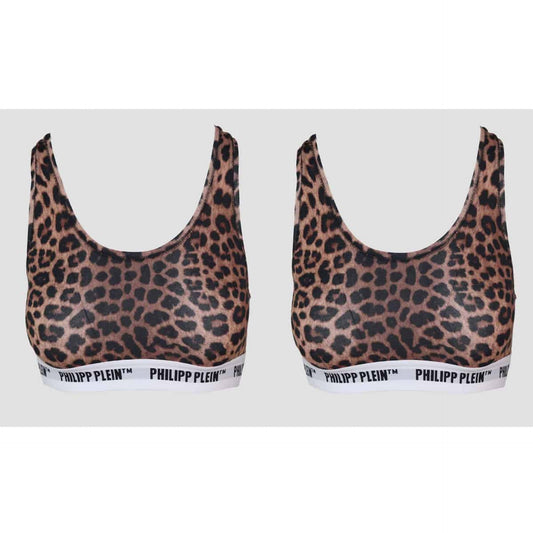 Philipp Plein women's bra in leopard print design with logo band.