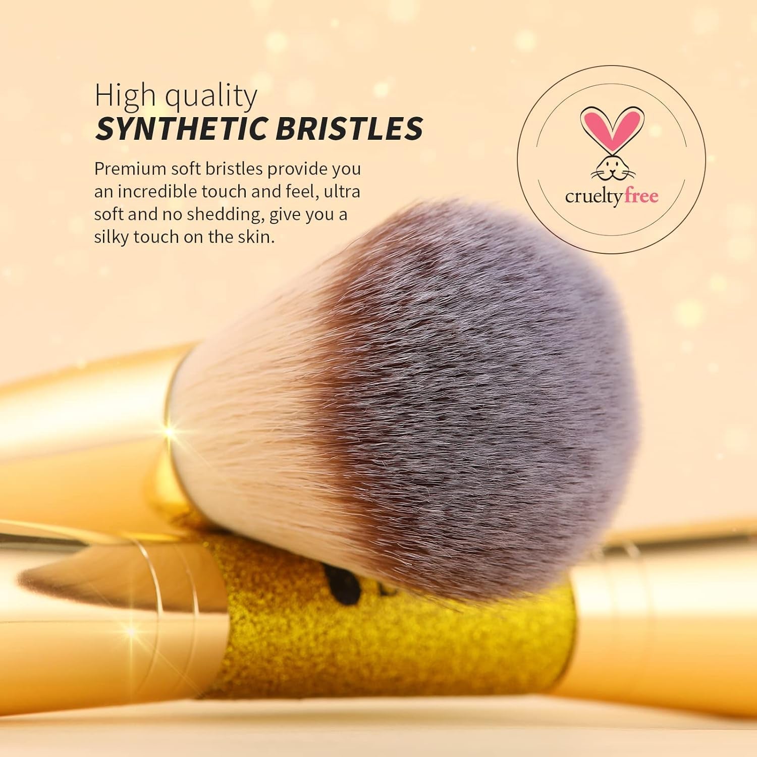 Dual-Ended Cream + Powder Brush,2-In-1 Foundation Makeup Brush for Creating a Gorgeous, Airbrushed-Looking Complexion, Vegan & Cruelty-Free