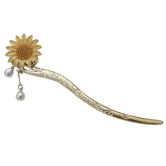 Sunflower Wooden Hair Stick for Women Elegant Floral Hair Pin Dangle for Weddings and Everyday Styling Vintage Accessory for Buns and Updos 6.1 Inch