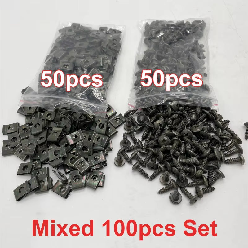 Self Tapping Screws Metal Fastener Clip for Car Motorcycle U-Type Clip with Screw Anti-Rust Protection Clip Screw Iron Sheet Kit