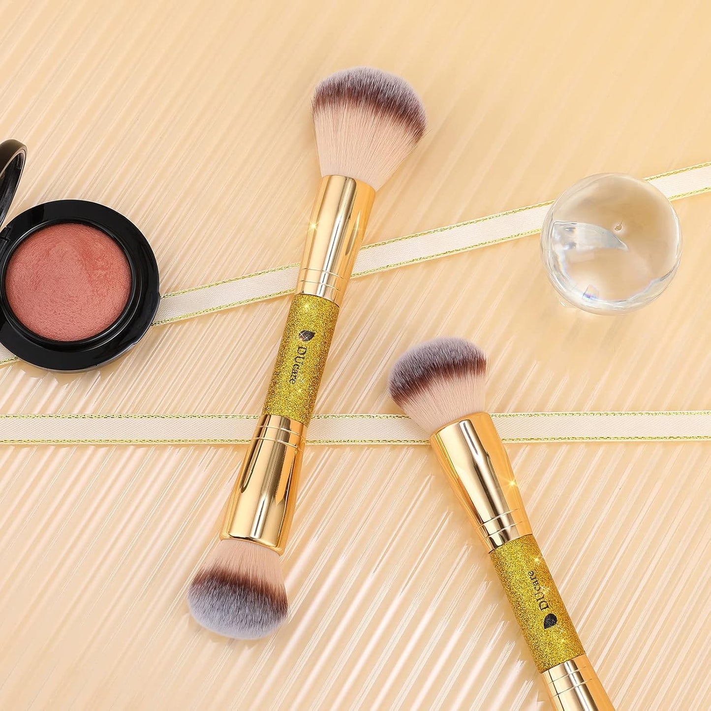 Dual-Ended Cream + Powder Brush,2-In-1 Foundation Makeup Brush for Creating a Gorgeous, Airbrushed-Looking Complexion, Vegan & Cruelty-Free