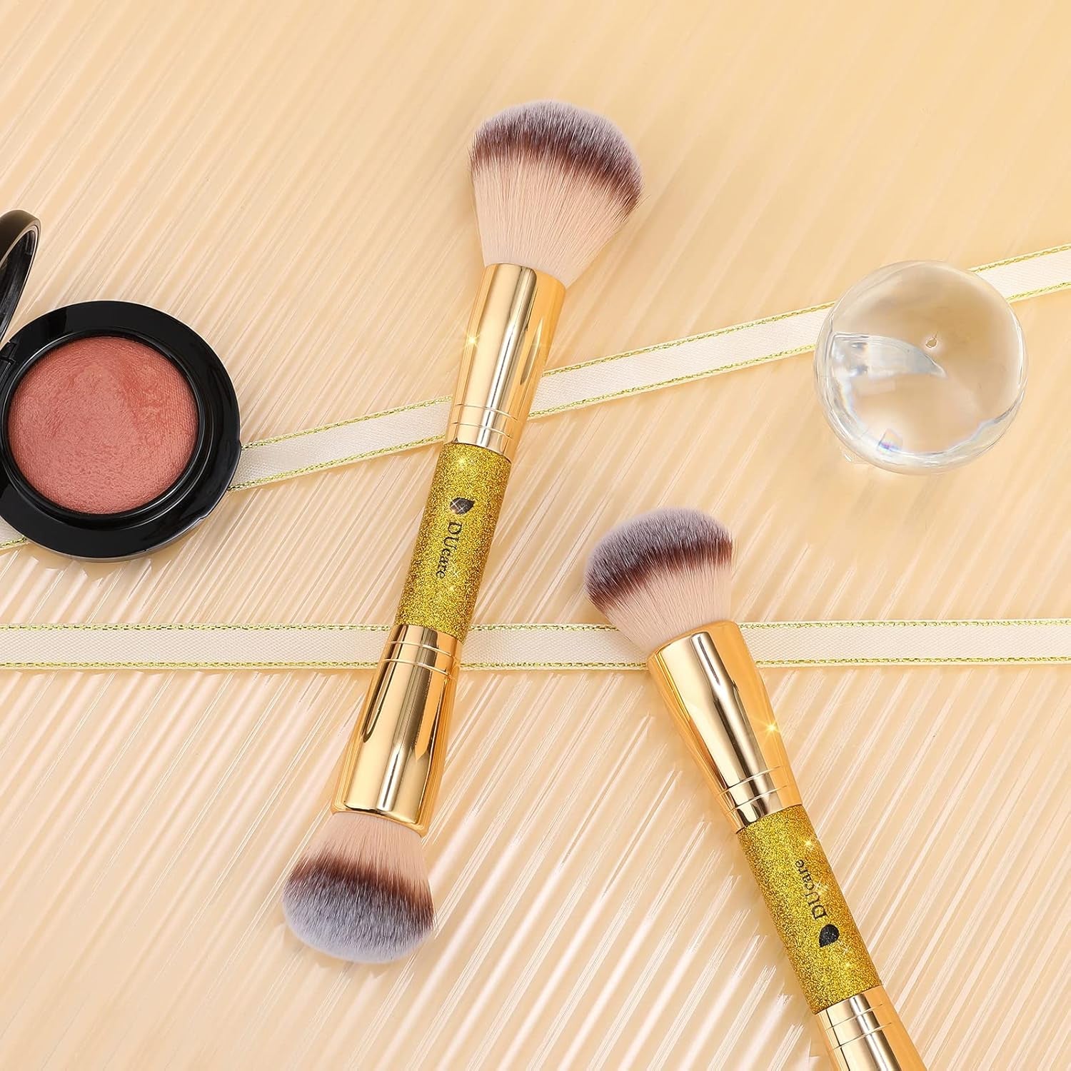 Dual-Ended Cream + Powder Brush,2-In-1 Foundation Makeup Brush for Creating a Gorgeous, Airbrushed-Looking Complexion, Vegan & Cruelty-Free
