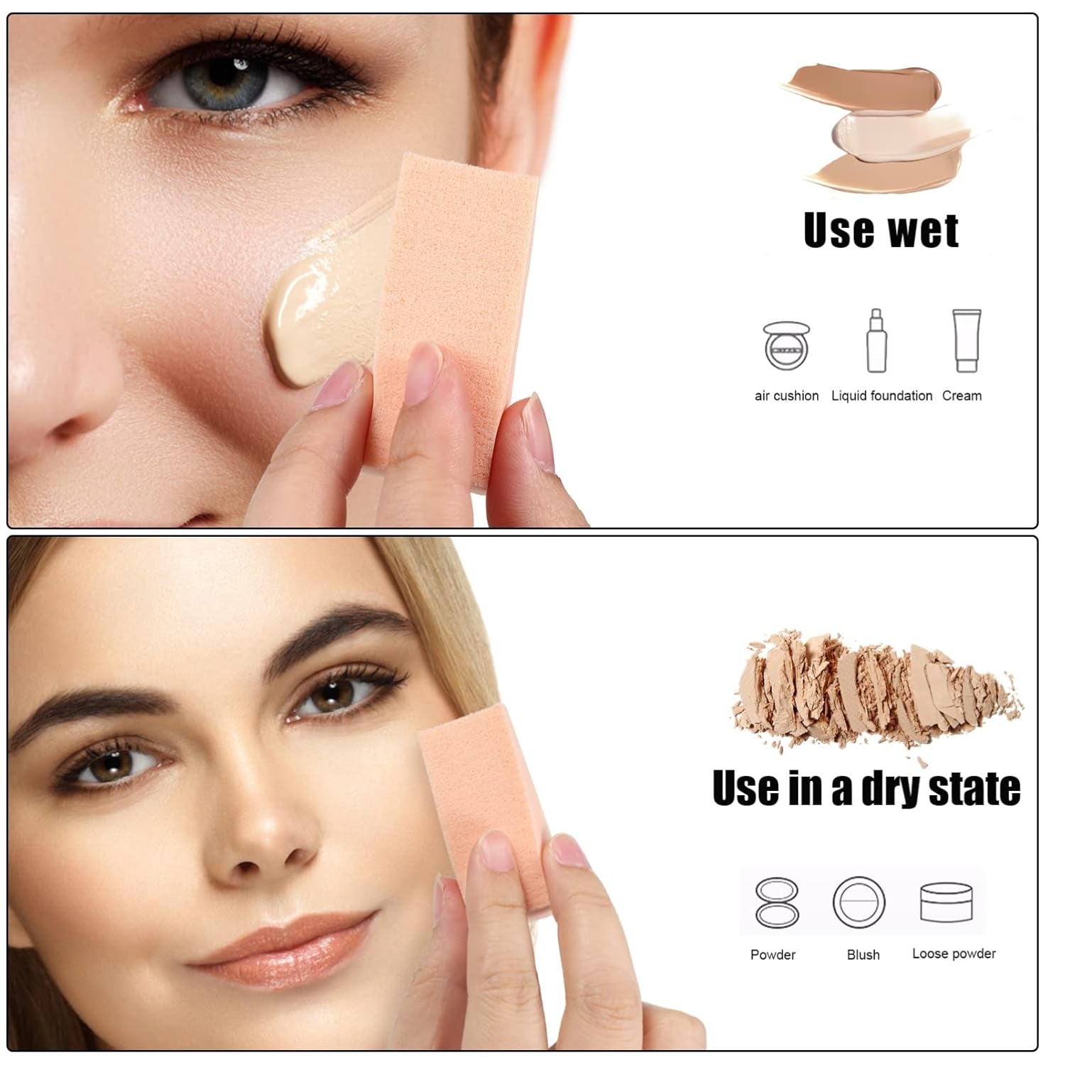 96Pcs Makeup Sponges Face Powder Puff Applicators Foundation Sponge Brush for Women Multifunctional Makeup Tools for Valentine Day Mother Day Christmas