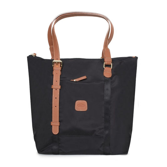 Bric's women's shopping handbags in black with brown leather accents and dual handles, stylish and functional.