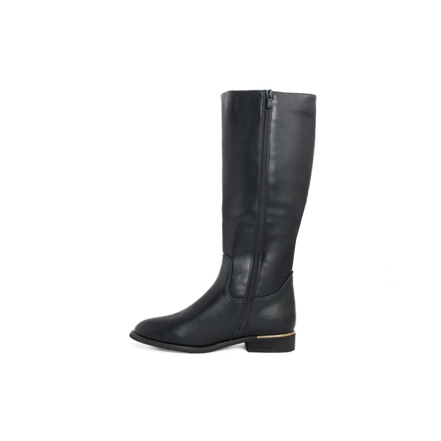 Fashion Attitude Boots in black leather with a zipper, stylish footwear for women.