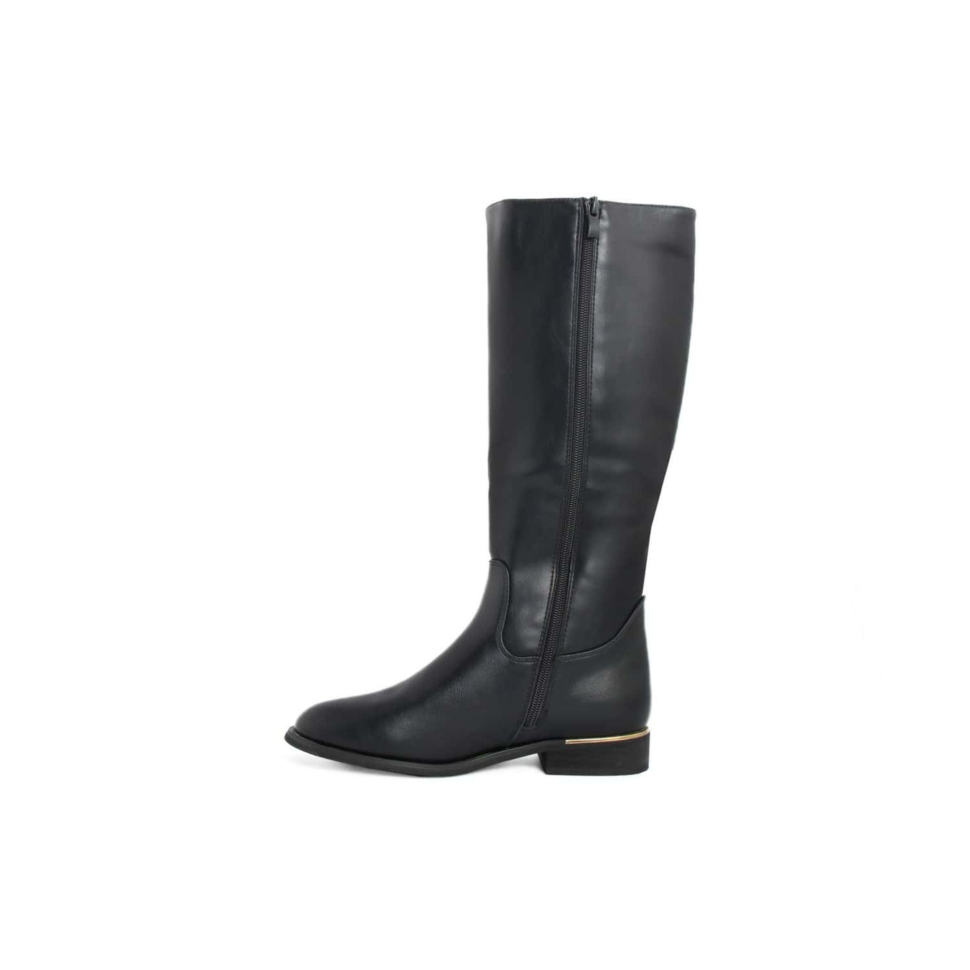 Fashion Attitude Boots in black leather with a zipper, stylish footwear for women.
