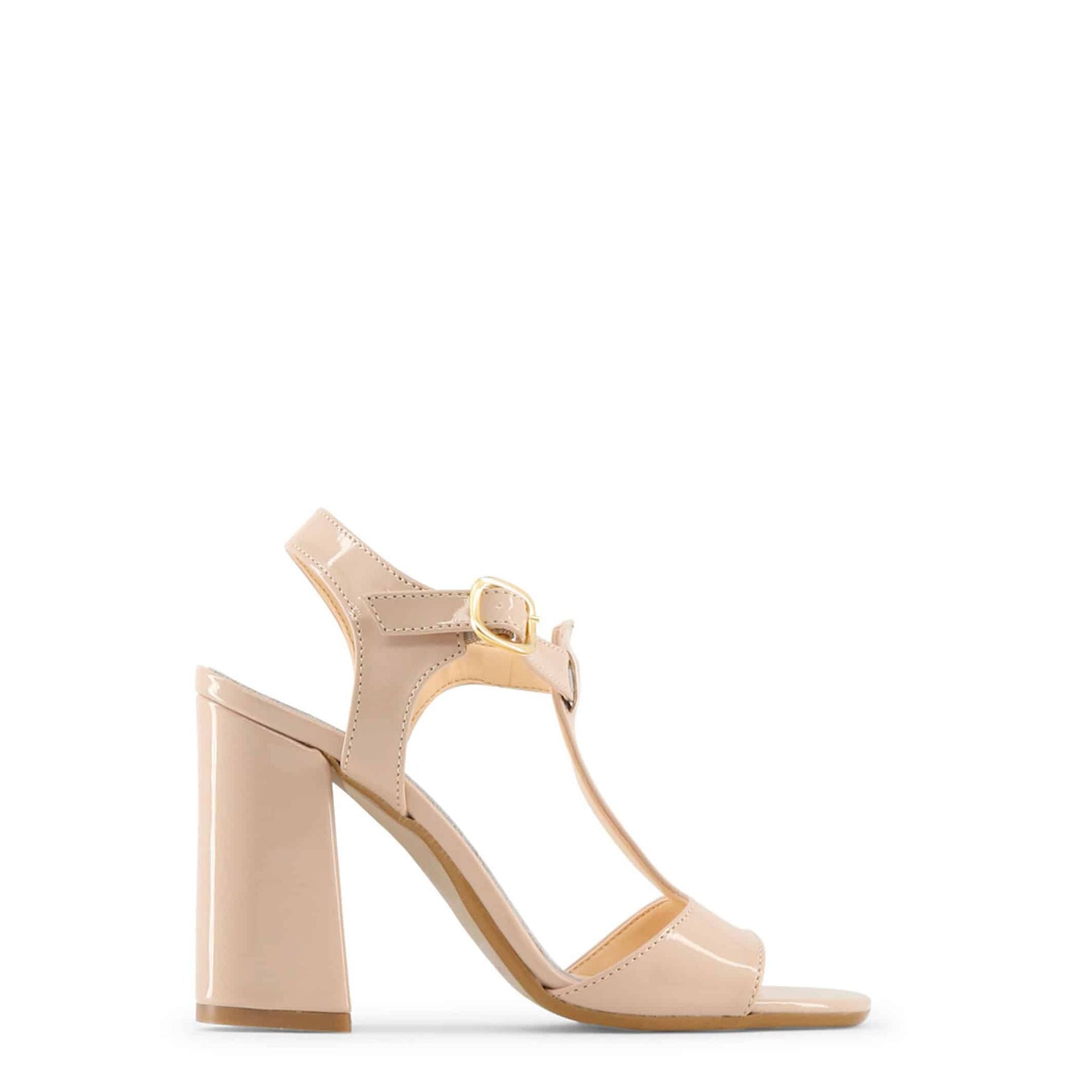 Made in Italia sandals with adjustable ankle strap and 10 cm heel, featuring artificial patent leather upper.