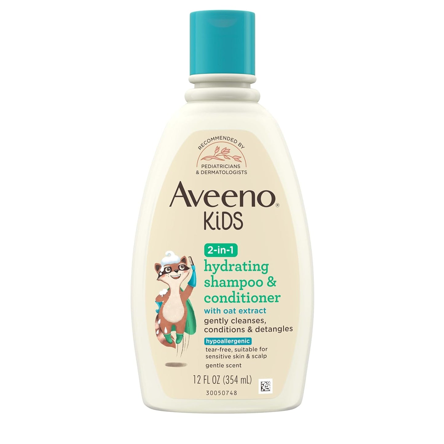 Aveeno Kids Shampoo & Conditioner, Formulated with Oat Extract to Gently Cleanse, Condition & Detangle Kids Hair, for Sensitive Skin and Scalp, Hypoallergenic, 12 Fl Oz