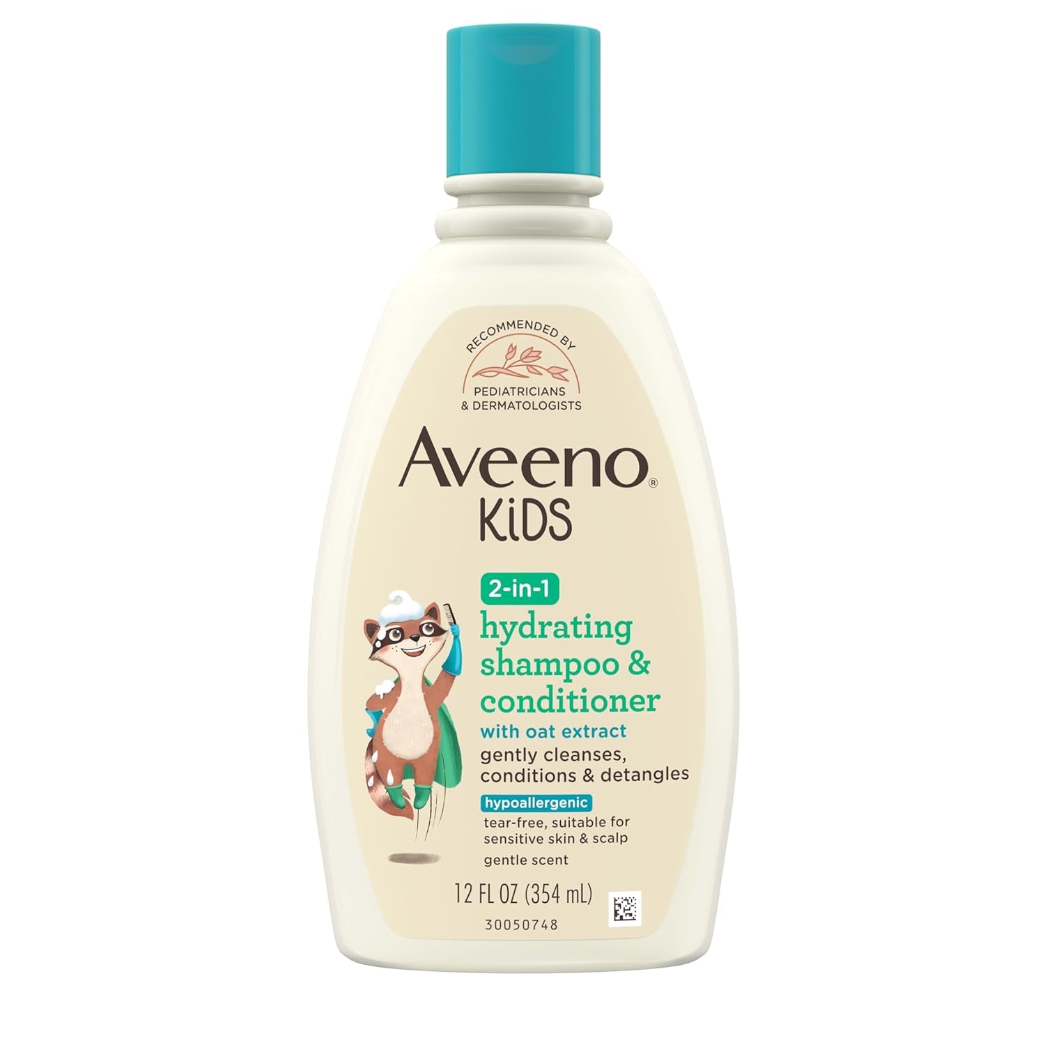 Aveeno Kids Shampoo & Conditioner, Formulated with Oat Extract to Gently Cleanse, Condition & Detangle Kids Hair, for Sensitive Skin and Scalp, Hypoallergenic, 12 Fl Oz