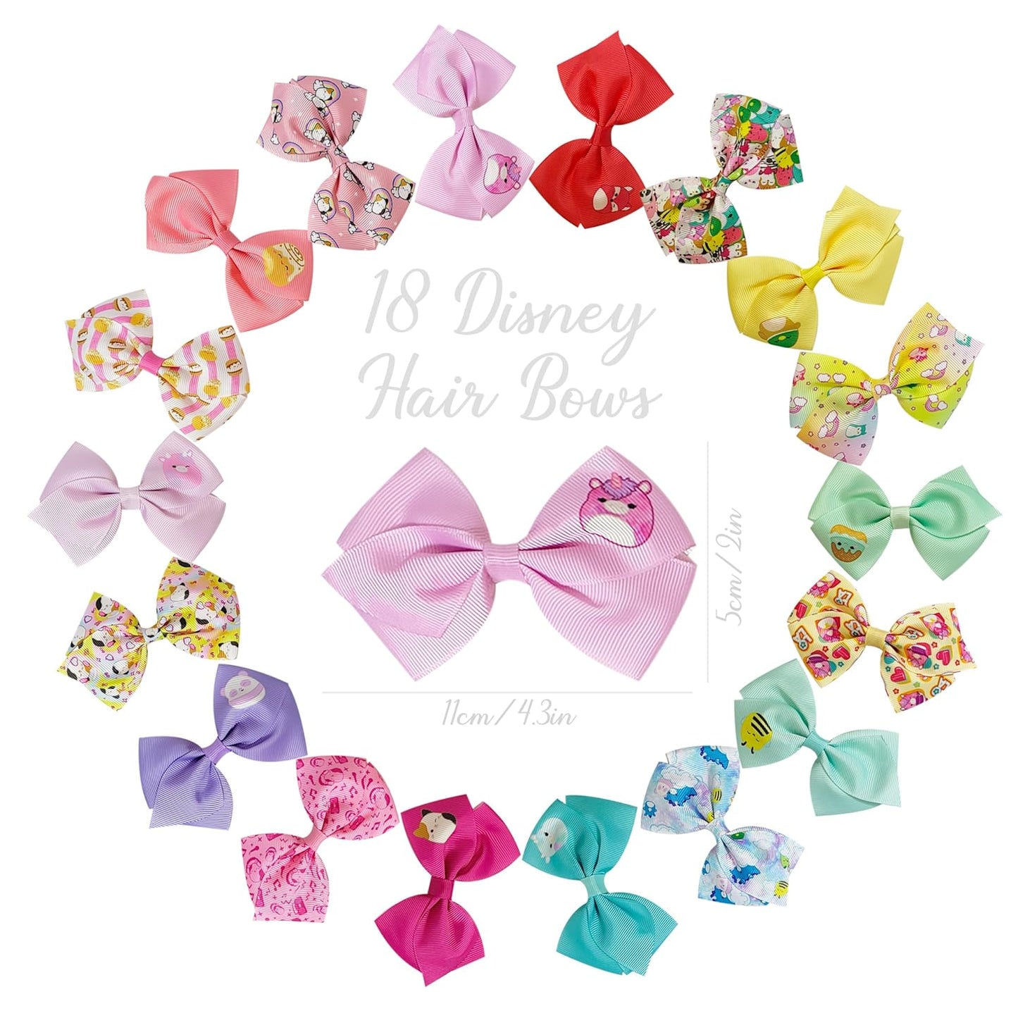 Special Squishmallows Hair Accessories for Girls -18Pc Hair Bow with Aligator Clips, Age 8+
