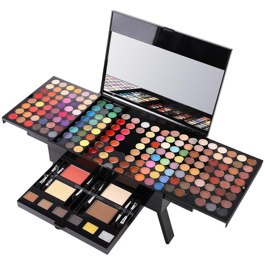 All in One Makeup Kit - Professional Eyeshadow, Lip Gloss, Concealer, Eyeliner, Contour, Eyebrow Powder, Face Blusher, Highlighter & Makeup Brushes for Women & Girls