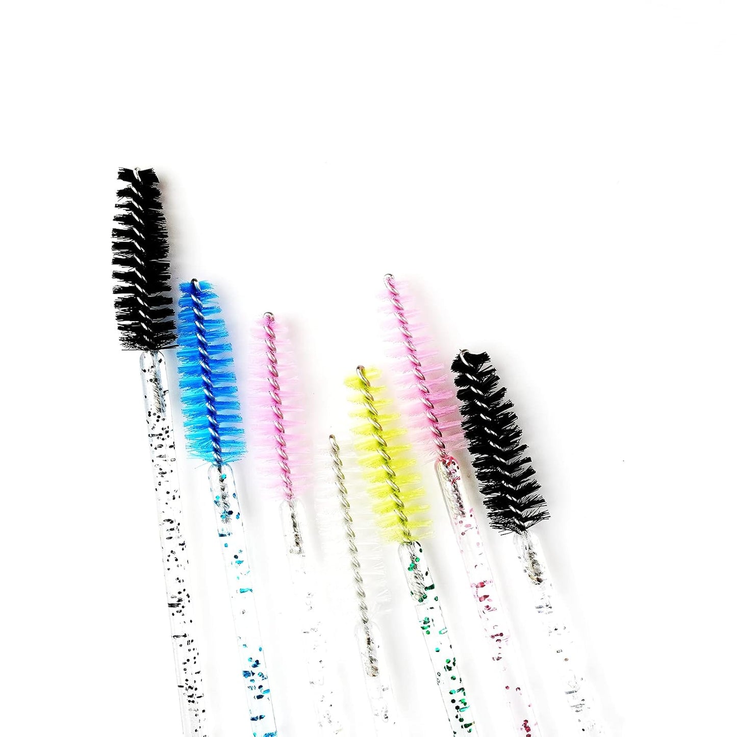 100 Pcs Crystal Eyelash Brush - Glitter Mascara Wands, Spoolies for Eyelash Extensions, Professional Eyebrow Spoolie Brush, Sparkling Makeup Applicator Tool (Crystal Blue)