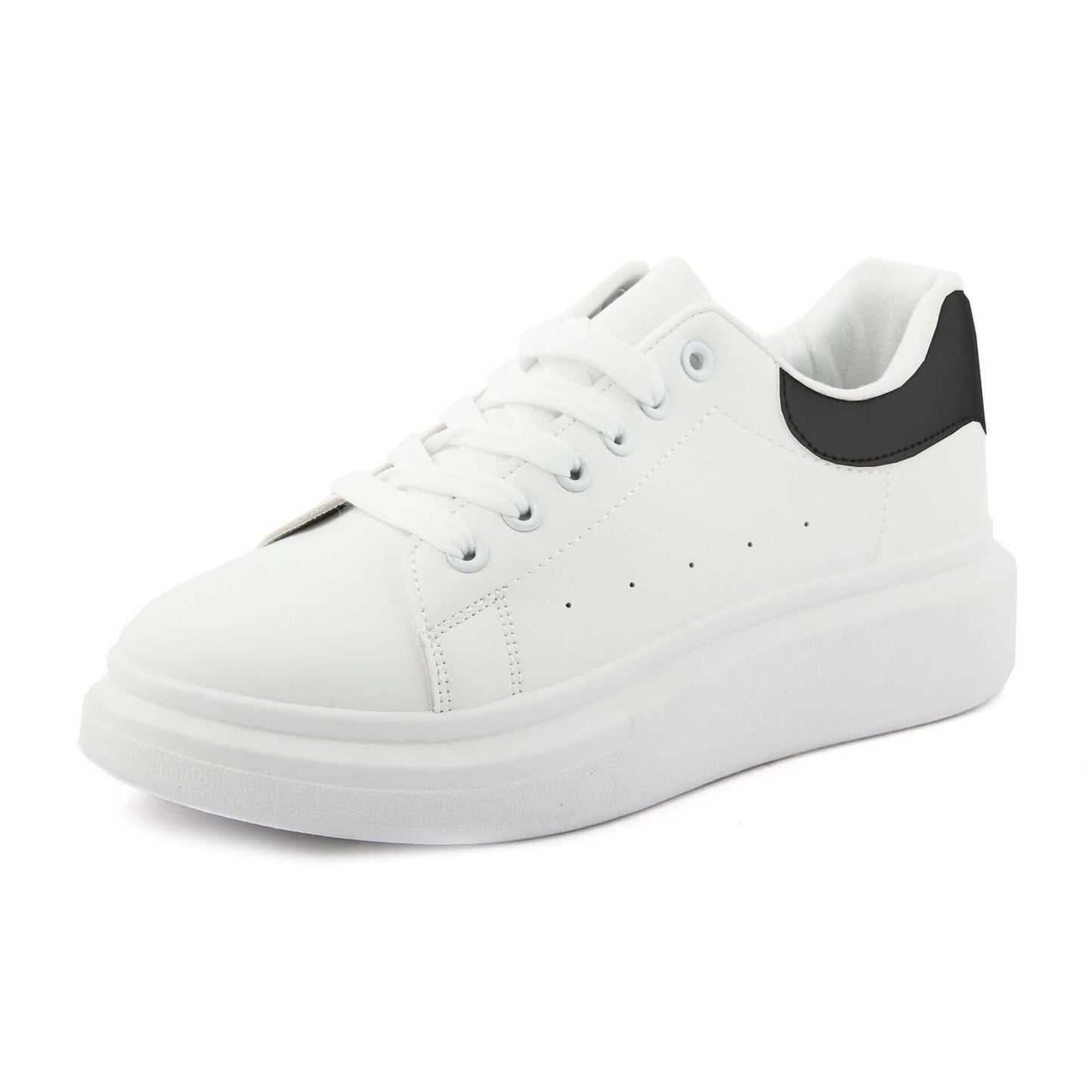 Fashion Attitude Sneakers in white synthetic leather with rubber sole and round toe, perfect for spring/summer.
