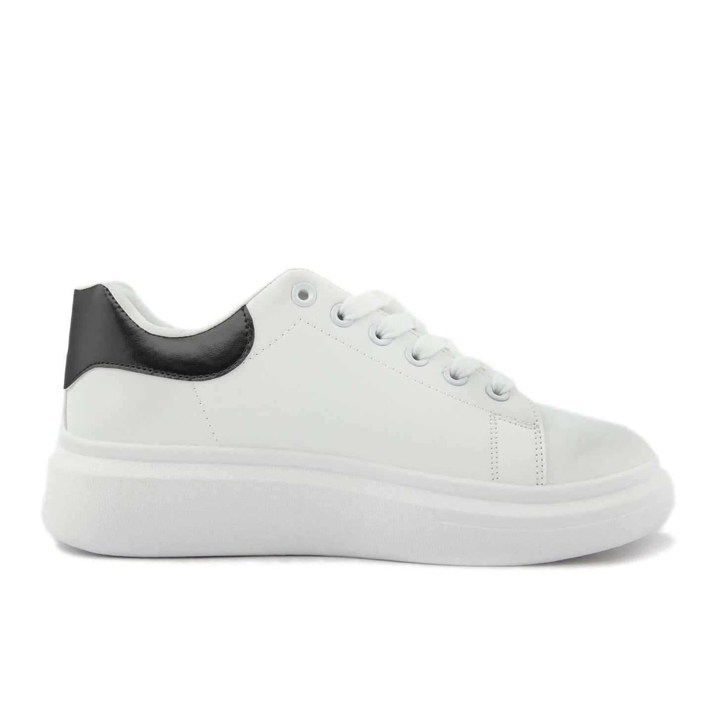 Fashion Attitude Sneakers in white synthetic leather with rubber sole and metal eyelets for women.