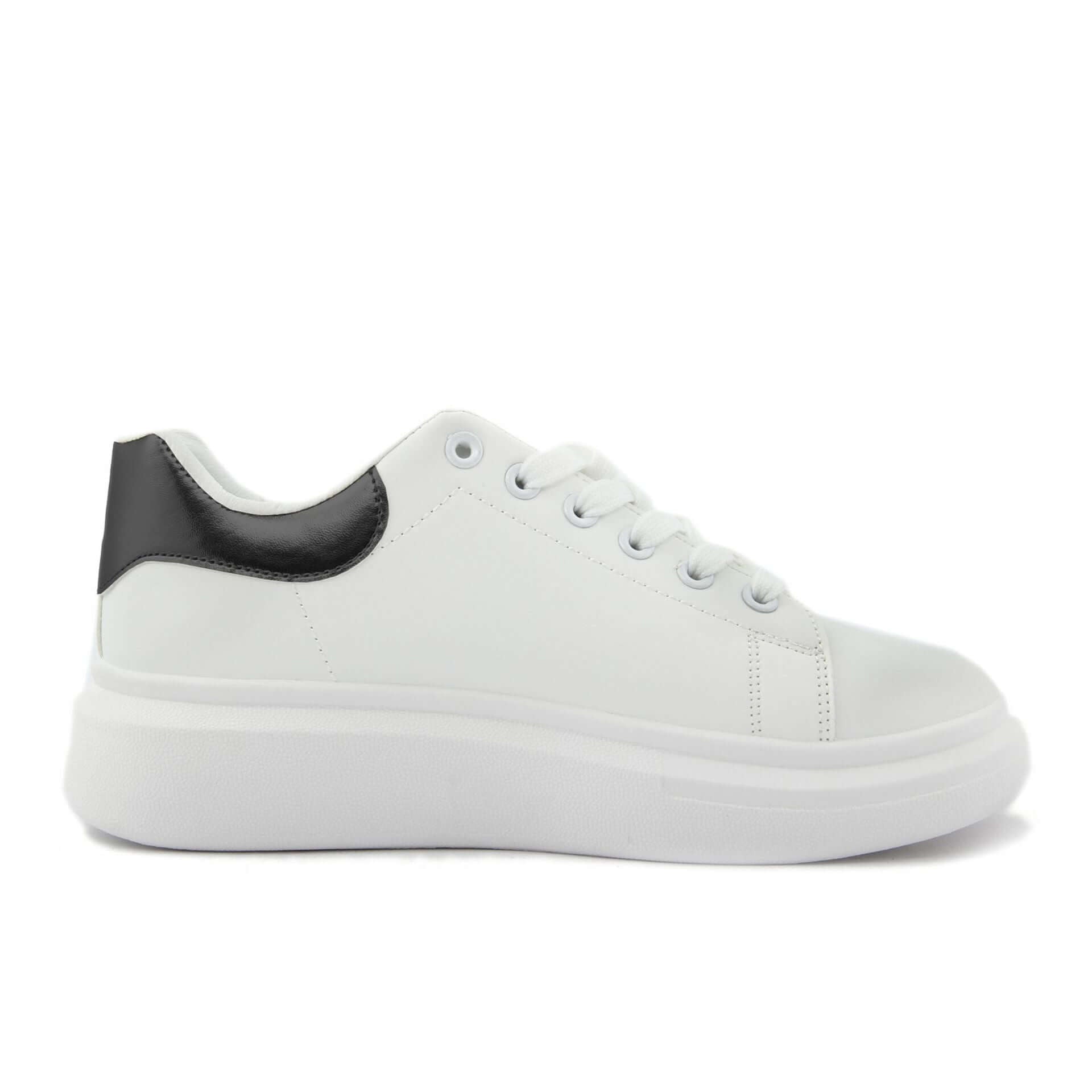 Fashion Attitude Sneakers in white synthetic leather with rubber sole and metal eyelets for women.